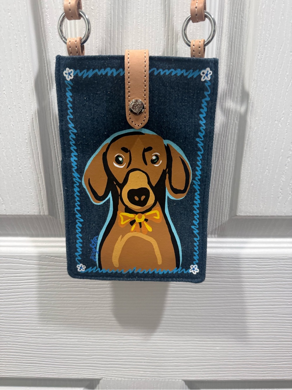 Brighton Dog Print Crossbody Bag - Brown Dachshund Design